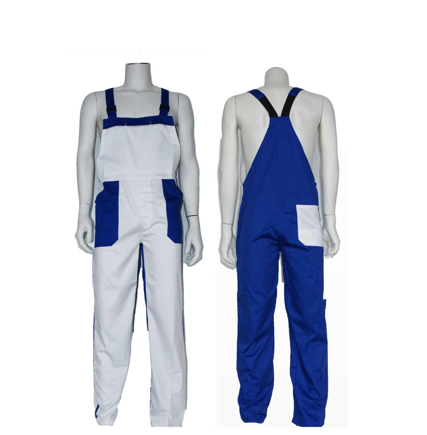 Bestex Tuinbroek wit/korenblauw